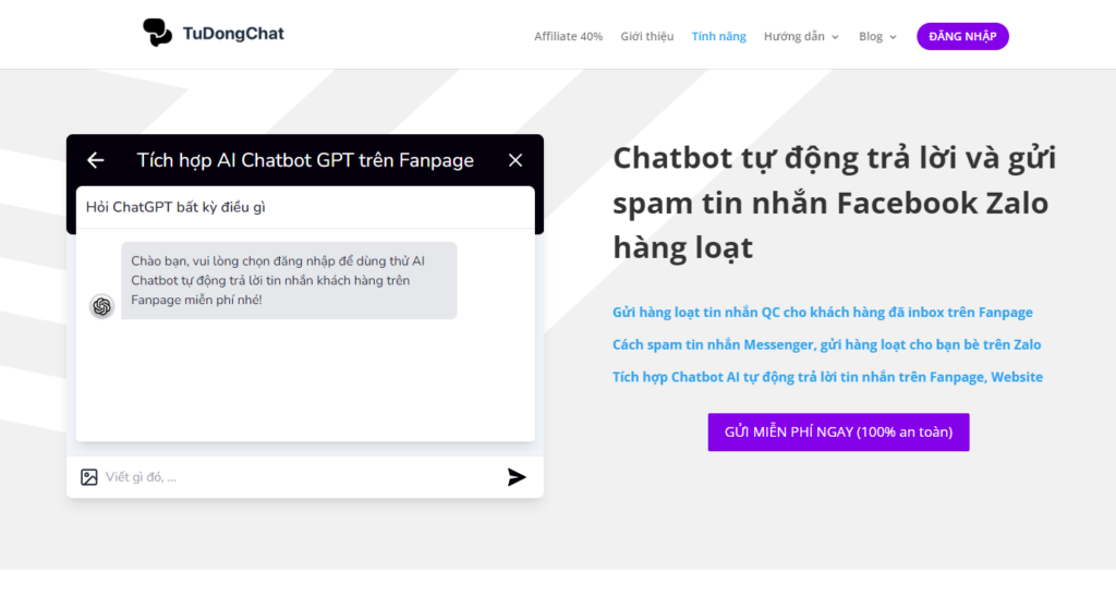 TuDongChat - Chatbot tích hợp AI duy nhất thị trường Việt