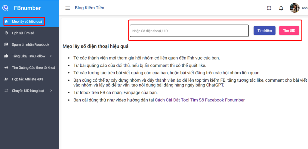 Lấy số điện thoại từ UID Facebook với FBnumber