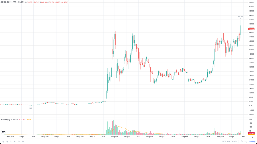 7 Năm lịch sử biến động giá BNB coin (Binance Coin)