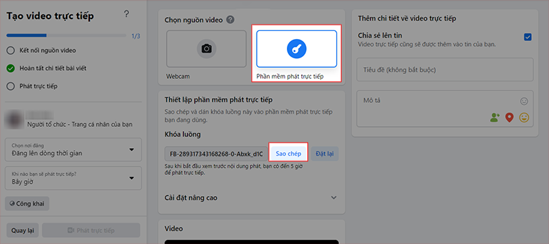 Cách phát livestream từ video có sẵn trên Facebook