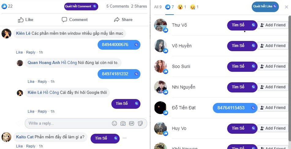 Cách Quét SĐT Từ Comment Like Trên Facebook